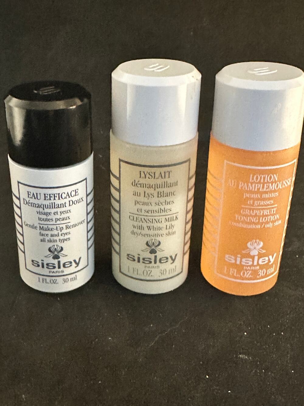 NIB Sisley Travel kit Makeup Remover, Cleanser, Grapefruit Toner 1 oz each